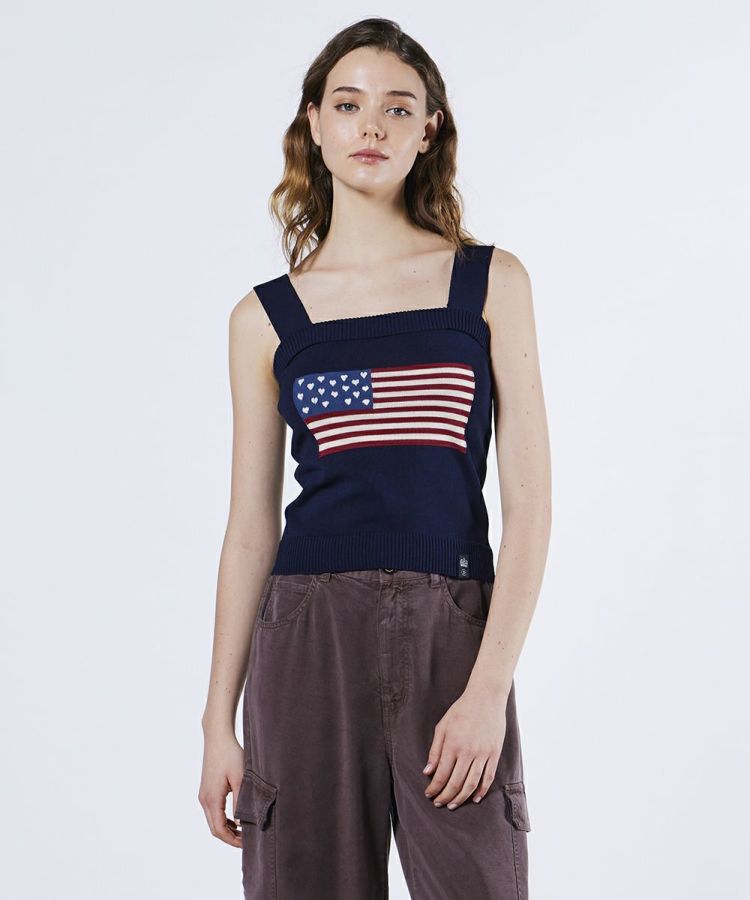 DSC / 星条旗柄ニットキャミソール(SALE) TOPS Night STORE