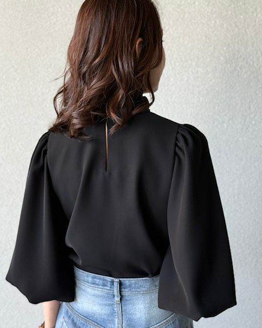 AKKO×Sov. / ボウタイパフスリーブブラウス（WEB限定） TOPS Night  