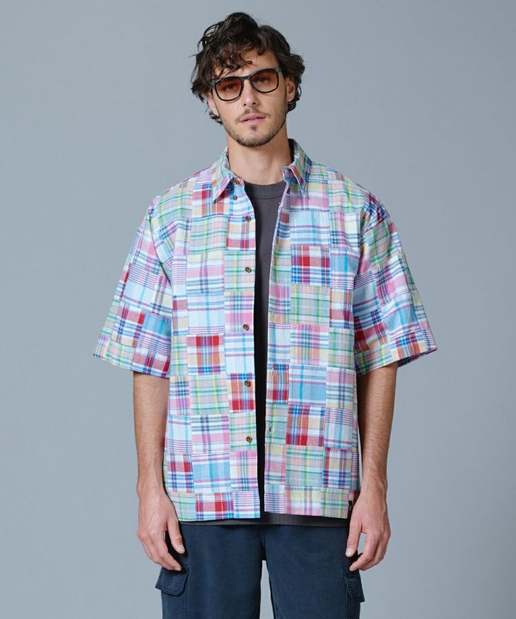D/him パッチワークチェックシャツ TOPS Night STORE | ダブル