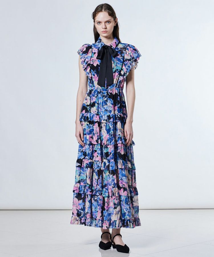 Sov./ シフォンティアードロングワンピース DRESS Night STORE