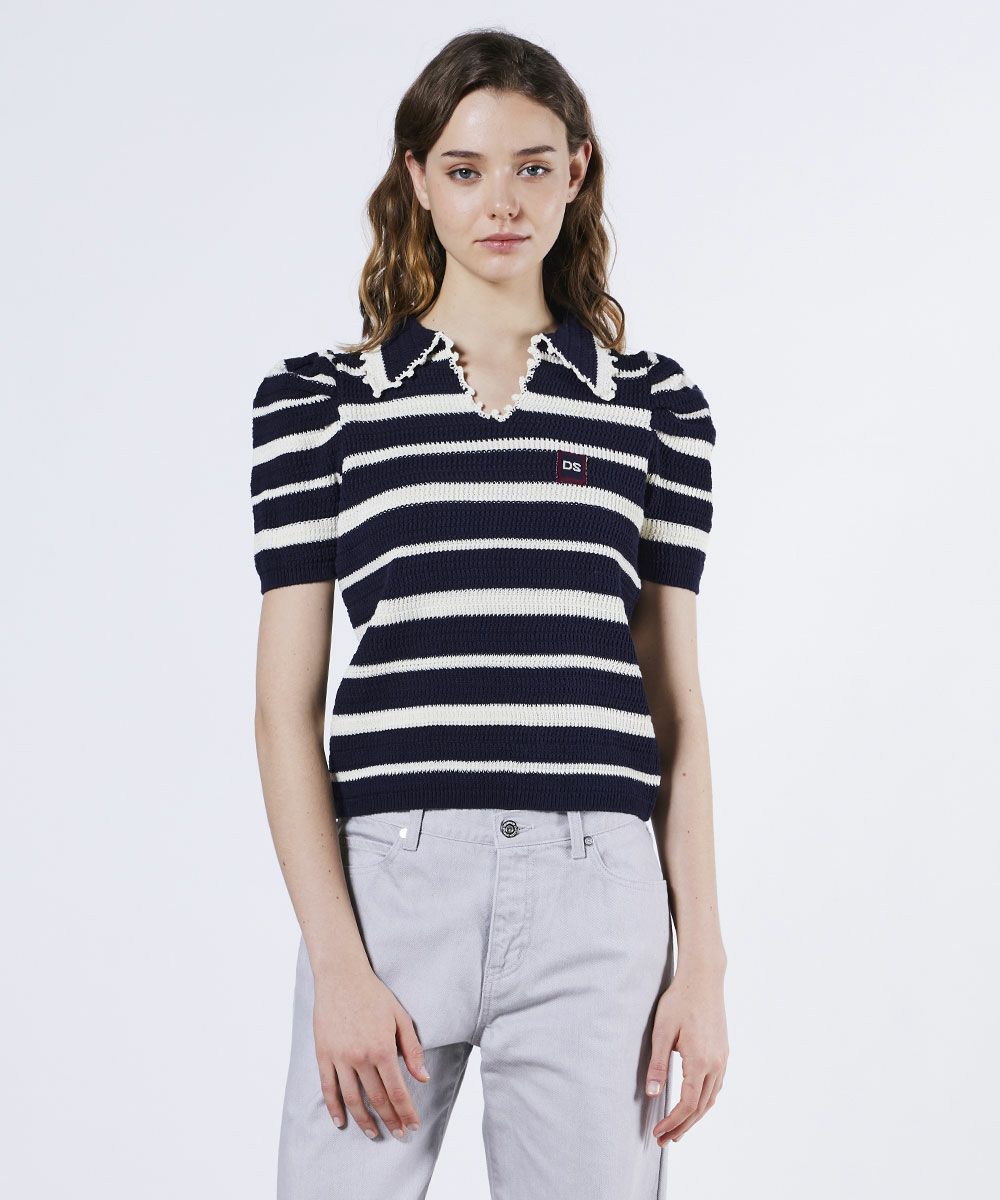 DSC / DSロゴ刺繍ヨーヨーコットンボーダーニット TOPS Night STORE  