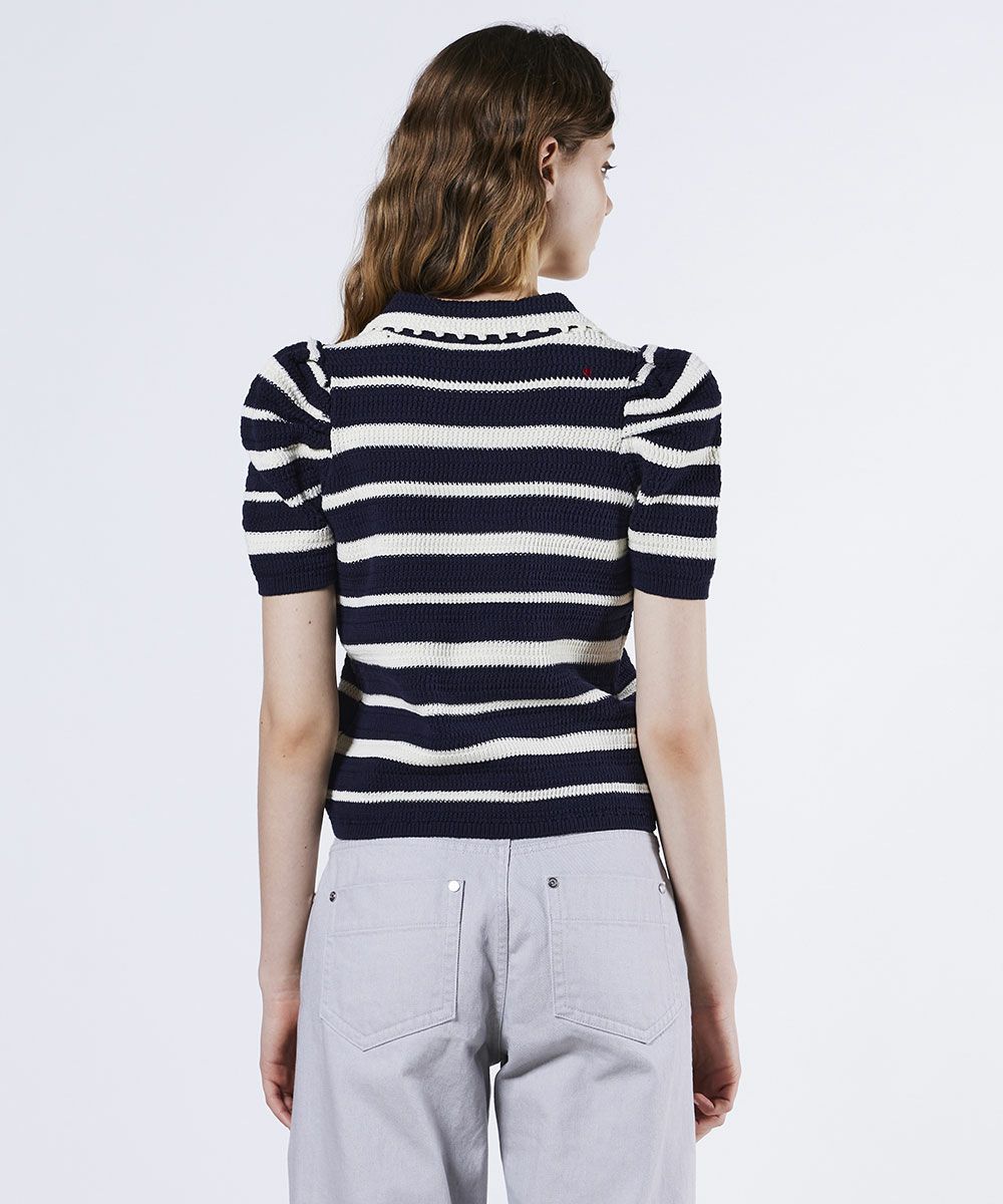 DSC / DSロゴ刺繍ヨーヨーコットンボーダーニット TOPS Night STORE  