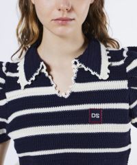 DSC / DSロゴ刺繍ヨーヨーコットンボーダーニット TOPS Night