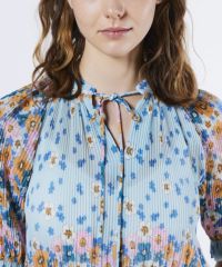 DSC / フラワーシフォンパネルボーダーブラウス TOPS Night