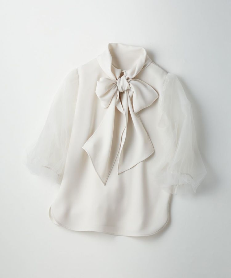 Sov. ソブ AKKOさんコラボ ボウタイ付きブラウス AKKO×Sov./ シアースリーブボウタイブラウス(WEB限定) TOPS