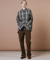 DSC / ウールヴィスコース ギャザーチェックシャツ TOPS Night STORE