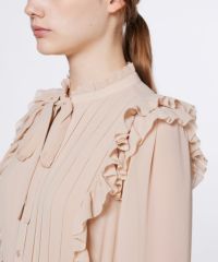 BLACK FRIDAY対象】CORCOVADO / Polyester Chiffon プリーツシャツ