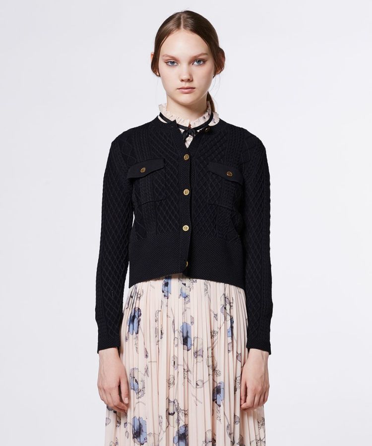 Sov. / レーヨンナイロンダルケーブルニットジャケット TOPS