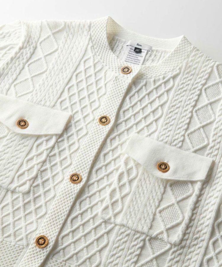 Sov. / レーヨンナイロンダルケーブルニットジャケット TOPS Night