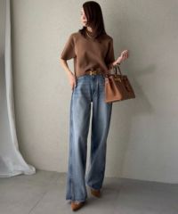 ダブルスタンダードクロージング×AKKO スリットヘムバギーパンツ デニム DOUBLE STANDARD CLOTHING（ダブルスタンダードクロージング）の「AKKO