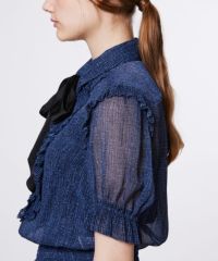 DSC / デニムプリントシフォンブラウス TOPS Night STORE