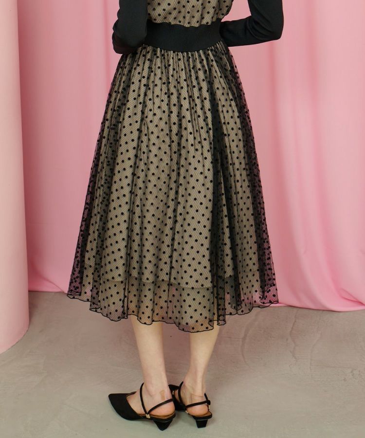 CORCOVADO / チュールドットフロッキー フレアスカート CORCOVADO