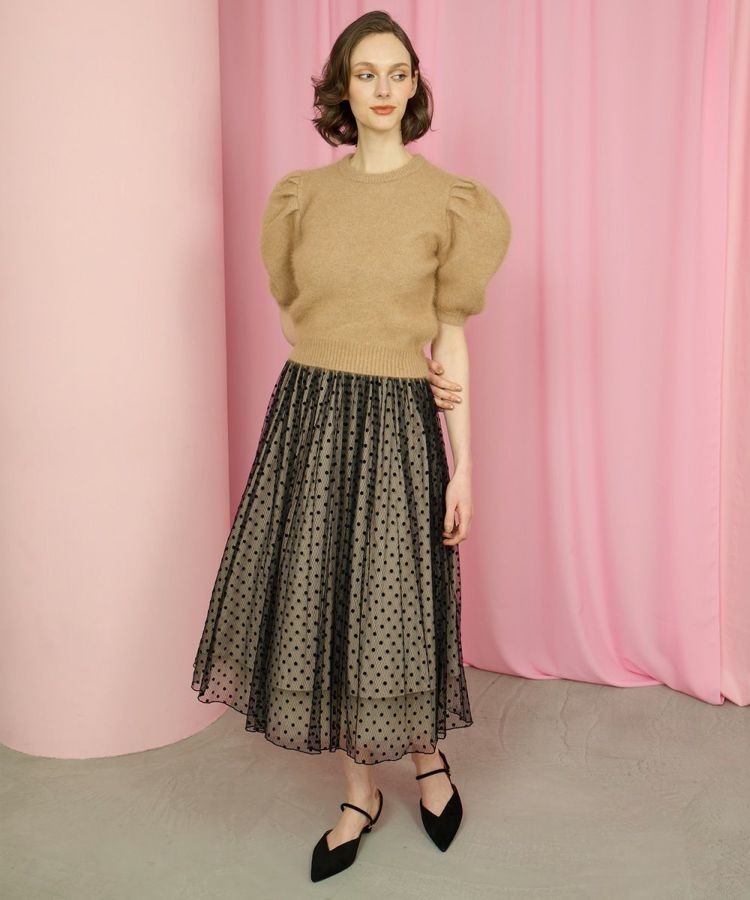 CORCOVADO / チュールドットフロッキー フレアスカート CORCOVADO