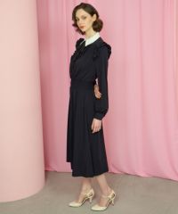 【コルコバード】フリルデザイン マキシドレス 黒 BLACK FRIDAY対象】CORCOVADO / マイルドドライスムス プリーツフリル