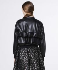 極美品 ソブ バックフリル ショートブルゾン ライトアウター 38 ダブスタ 黒 Sov. / バックフリルレザーショートブルゾン OUTERS Night STORE