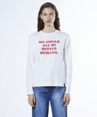 DOUBLE STANDARD CLOTHING 長袖Tシャツ M DSC / メッセージロゴ フライスTシャツ(SALE) TOPS Night STORE