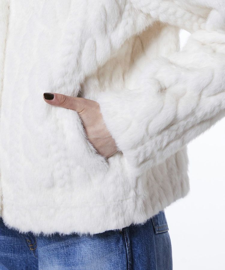 DSC / フェイクファーケーブルニット TOPS Night STORE | ダブル