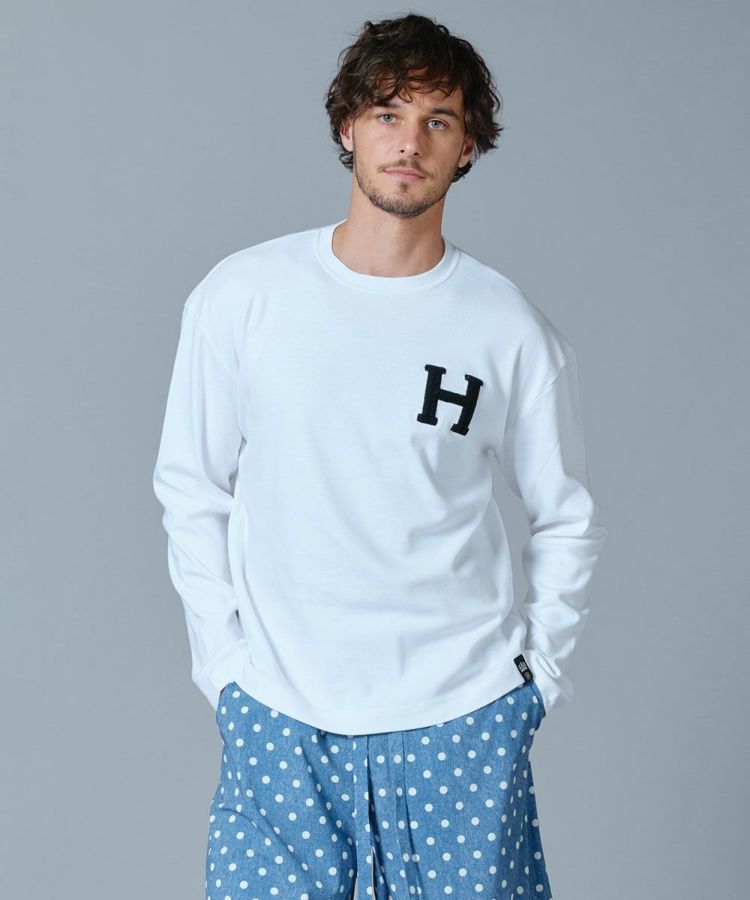 にん様dotwht2 POINT 10%】D/him H刺繍フライスロンT TOPS Night STORE | ダブル