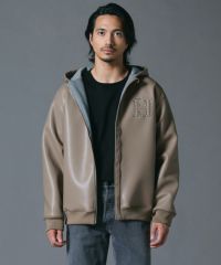 D/him Hエンボス刺繍 レザーダンボールジップパーカー OUTERS Night