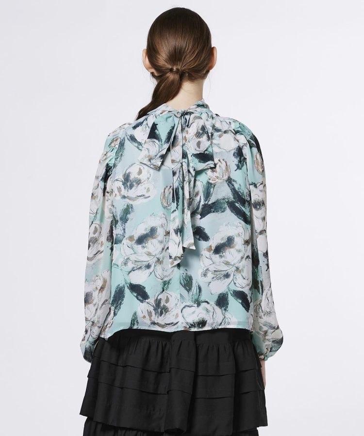 POINT 10%】Sov. / フラワーシフォン ボウタイブラウス TOPS Night