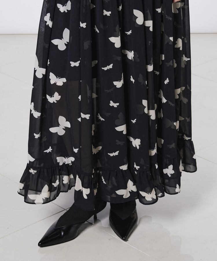 Sov. / バタフライプリント シフォンワンピース DRESS Night STORE