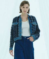 DSC / デニムコンビハンドニットジャケット TOPS Night STORE | ダブル