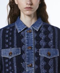 DSC / デニムコンビハンドニットジャケット TOPS Night STORE | ダブル