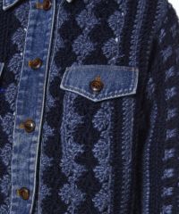 DSC / デニムコンビハンドニットジャケット TOPS Night STORE | ダブル