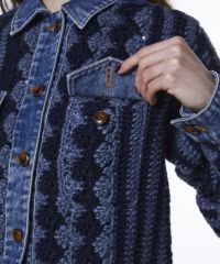 ダブルスタンダード　ミリタリー装飾デニムジャケット　ハンドメイド DSC / デニムコンビハンドニットジャケット TOPS Night STORE | ダブル