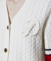 最終❣️ダブルスタンダード　カーディガン　ロゴ　ダブスタリボン　ホワイト　ニット DSC / Dロゴ メリノウールニットカーディガン TOPS Night STORE