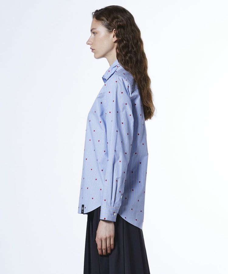 DSC / ハート刺繍 ストライプシャツ TOPS Night STORE | ダブル