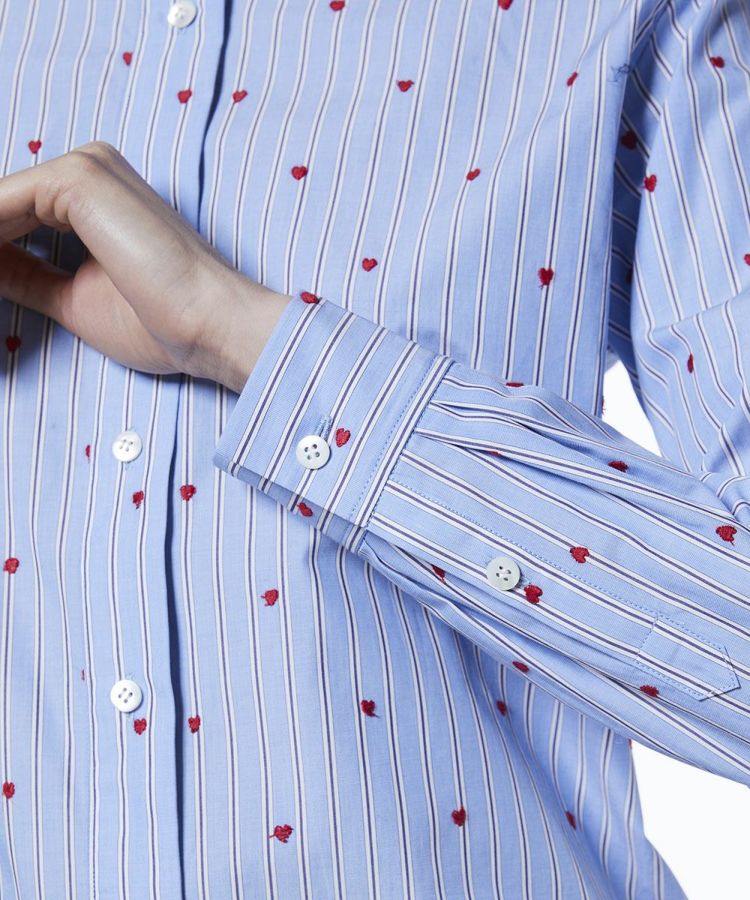 DSC / ハート刺繍 ストライプシャツ TOPS Night STORE | ダブル