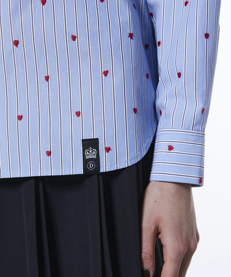 DSC / ハート刺繍 ストライプシャツ TOPS Night STORE | ダブル