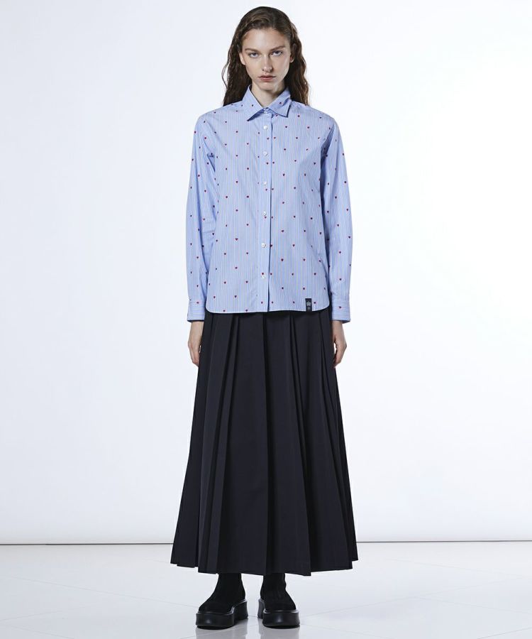 DSC / ハート刺繍 ストライプシャツ TOPS Night STORE | ダブル