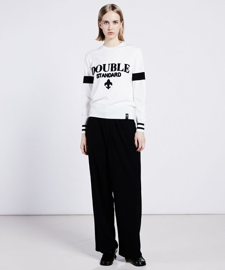 ダブルスタンダードクロージング 半袖ニット DSC / SNOWY ロゴ刺繍ニット TOPS Night STORE | ダブルスタンダード